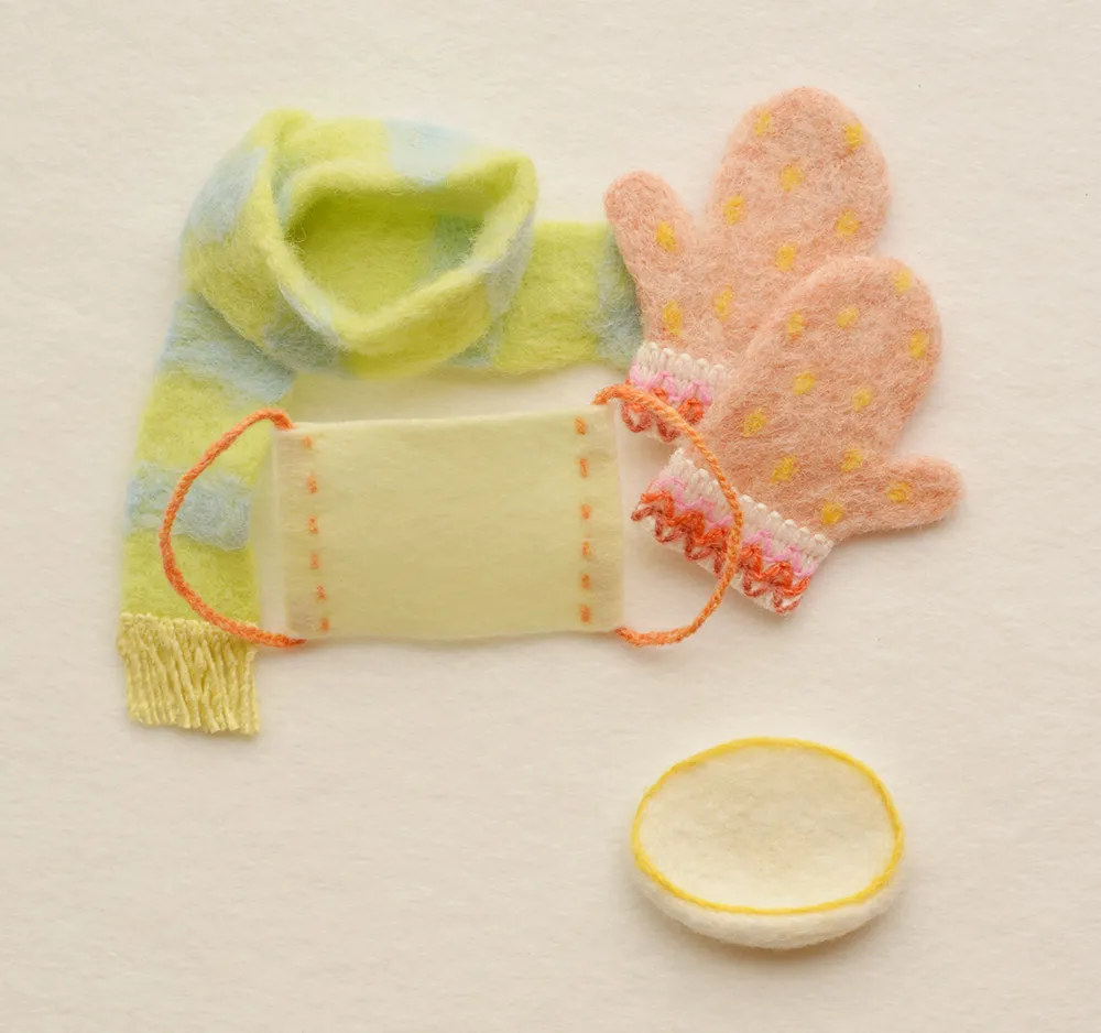 FANCLマスクとマフラーと手袋のフェルトイラスト