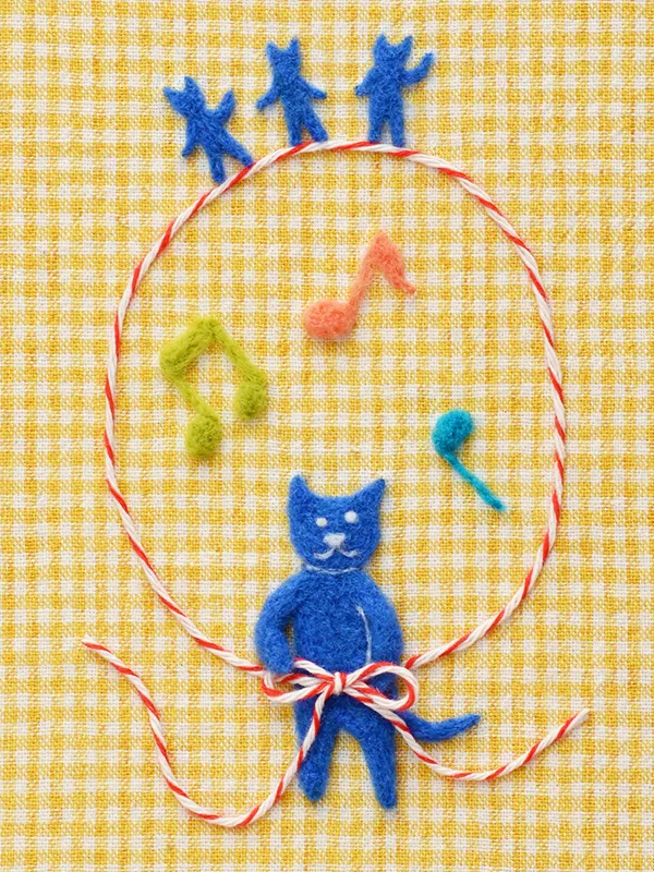 ベネッセ猫の羊毛フェルトイラスト