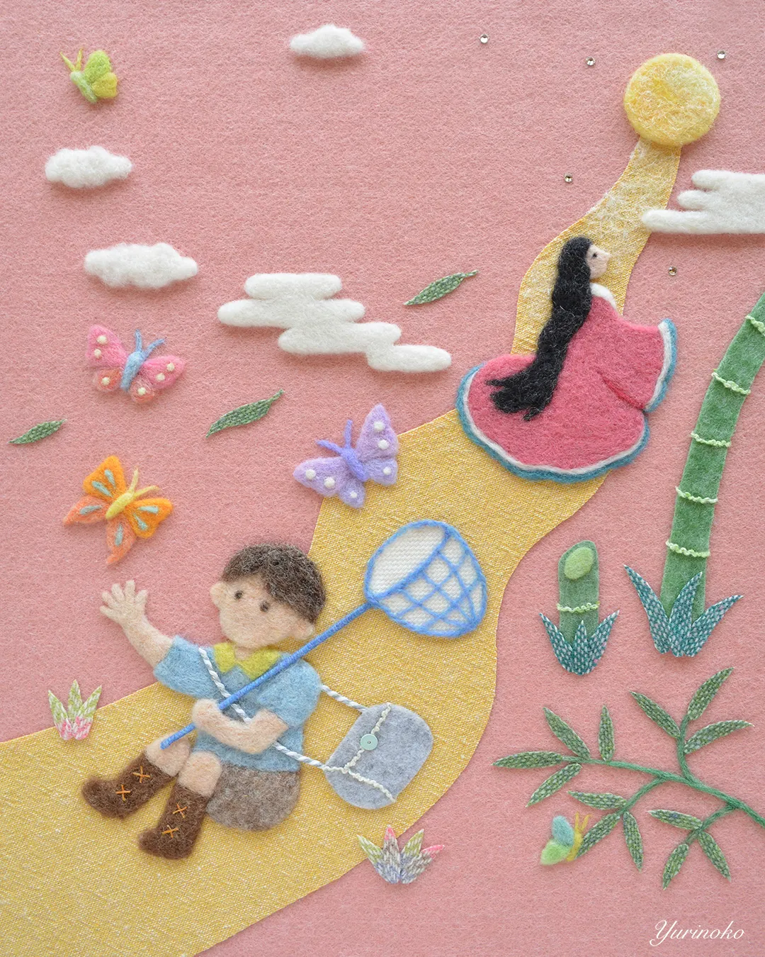 国語中学生教材・教科書の表紙羊毛フェルトのイラスト