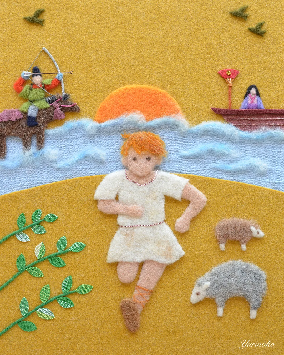 国語中学生教材・教科書の表紙羊毛フェルトのイラスト