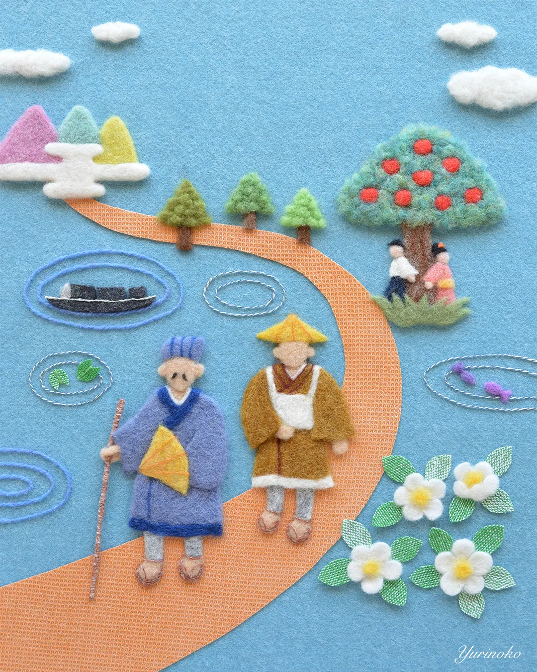 国語中学生教材・教科書の表紙羊毛フェルトのイラスト