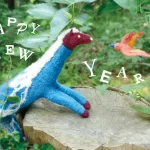 羊毛フェルトの馬と鳥の立体イラスト