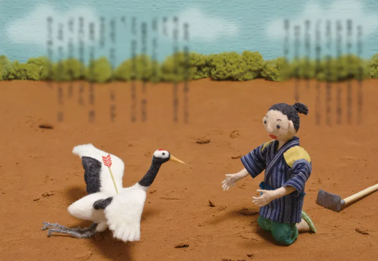 鶴の恩返し・鶴が矢に打たれて助ける男