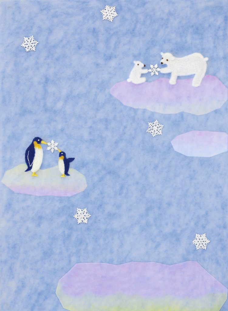 しろくまとペンギンのフェルトイラスト
