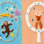 さるうさぎ鹿の羊毛フェルトイラスト