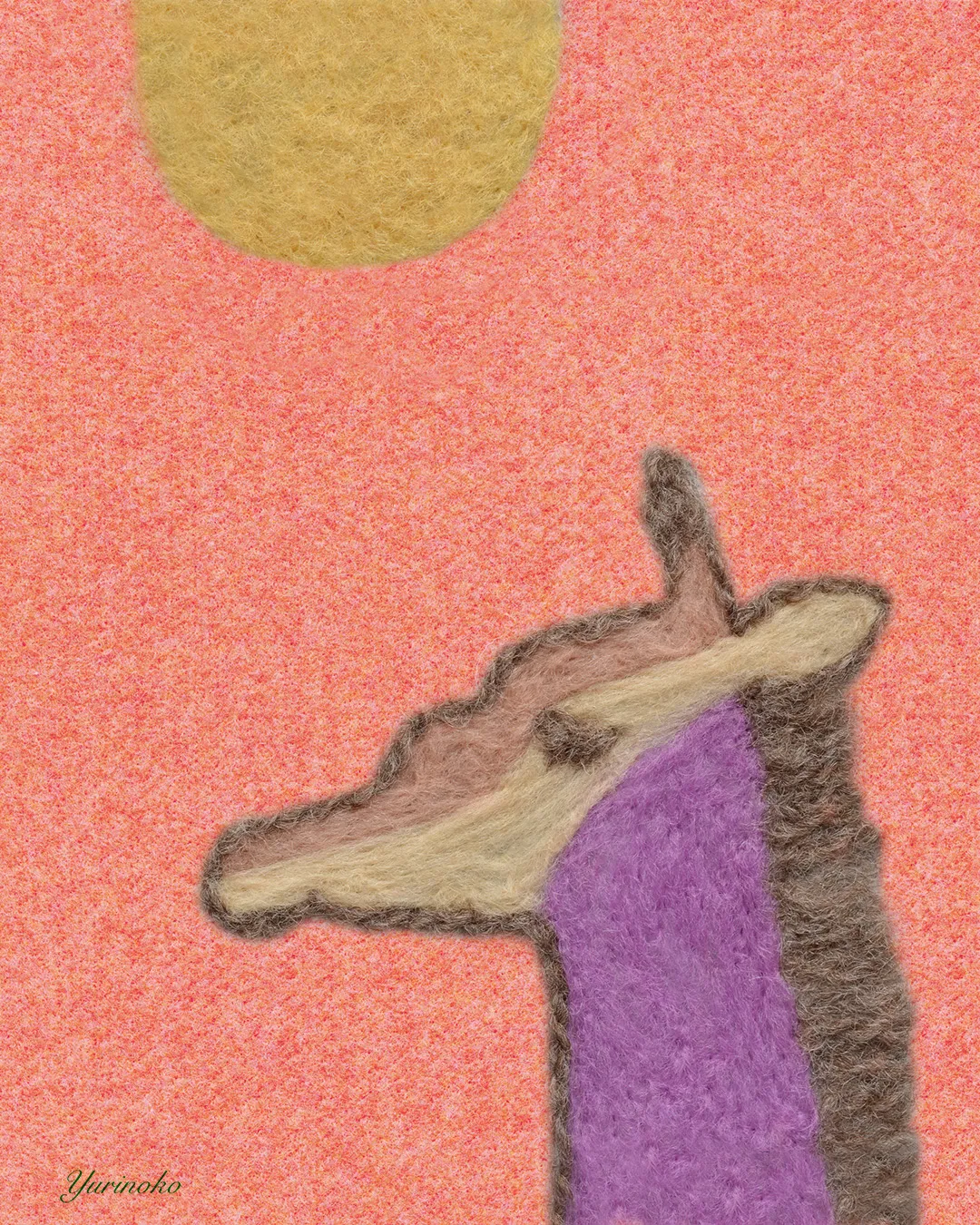 キリンのおしゃれな羊毛フェルトで刺繍したイラスト