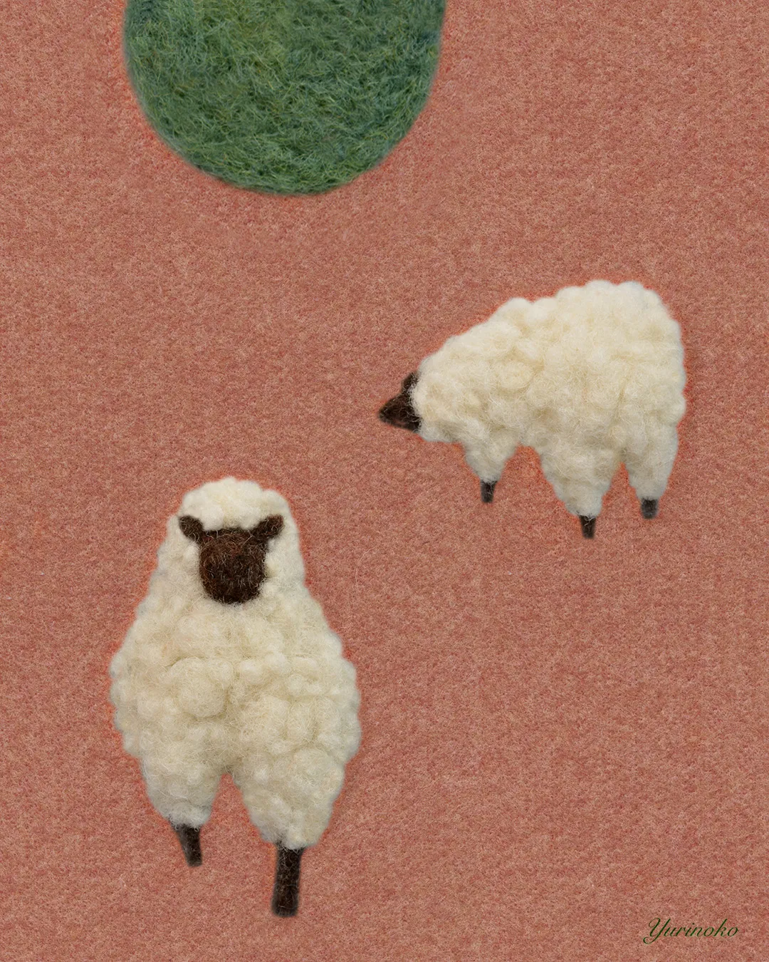 おしゃれな羊毛フェルトの羊のイラスト