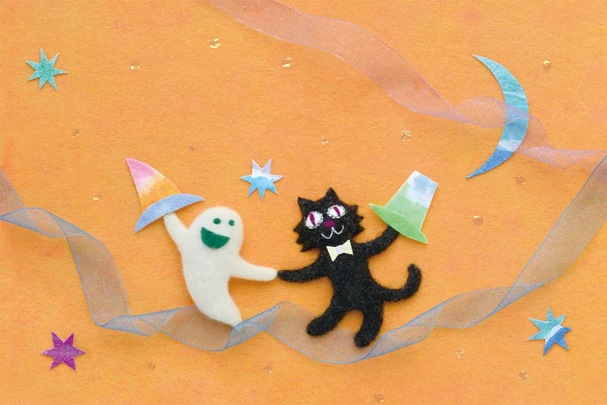 ヤマハおばけのダンス羊毛フェルトイラスト